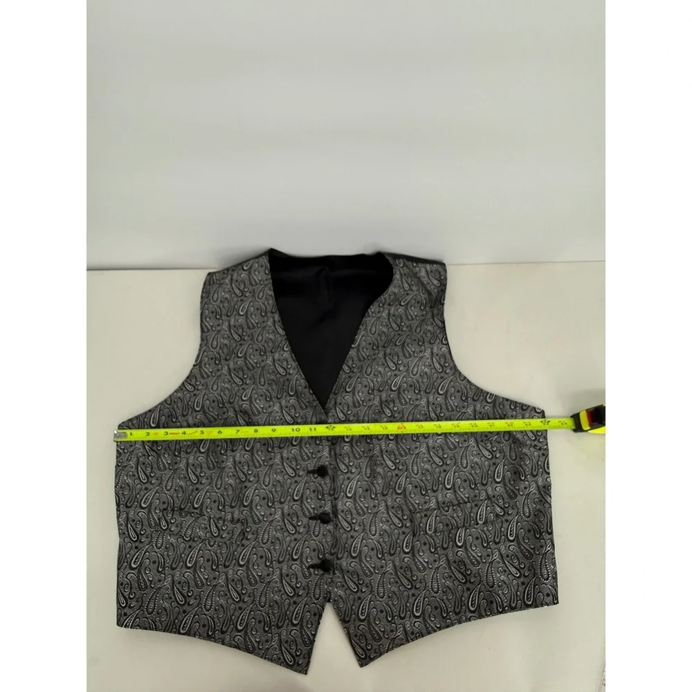 Paisley Print Vest‎ Mens Formal Black Silver Classic Fit Button Front size XL